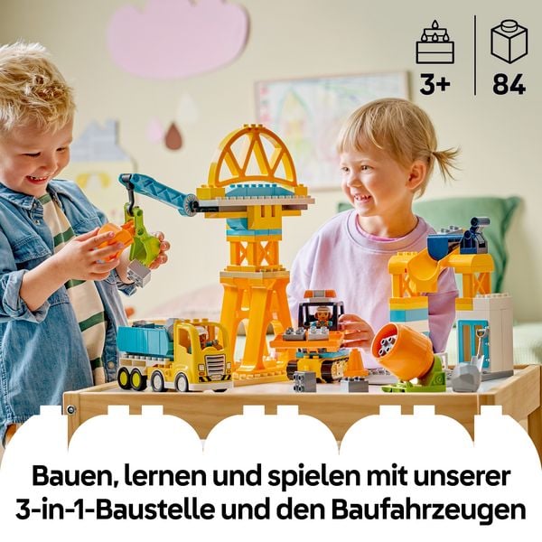 Produktbild: LEGO DUPLO Town 10476 Baustelle mit Baufahrzeugen &ndash; 3-in-1-Set, Spielset