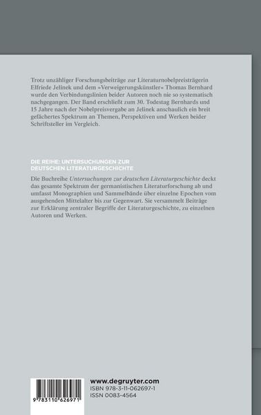 Produktbild: Elfriede Jelinek und Thomas Bernhard