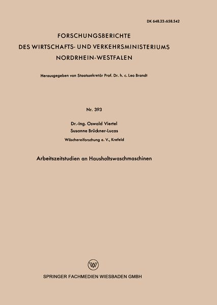 Produktbild: Arbeitszeitstudien an Haushaltswaschmaschinen