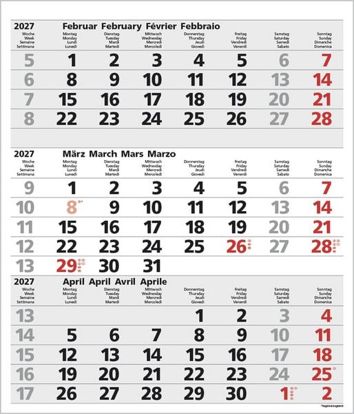Produktbild: 3-Monats-Planer Comfort Grau 2027