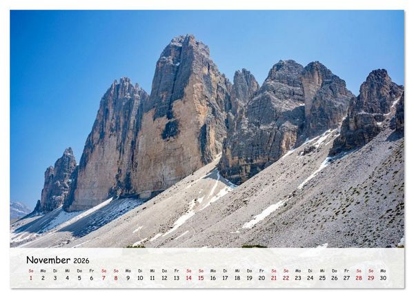 Produktbild: Drei Zinnen-Wanderung: Vom Misurinasee bis nach oben zum Rienzplateau (Wandkalender 2026 DIN A2 quer), CALVENDO Monatskalender