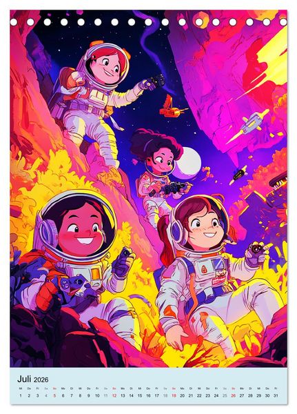 Produktbild: Im Weltall. Manga-Astronauten auf Mission (Tischkalender 2026 DIN A5 hoch), CALVENDO Monatskalender