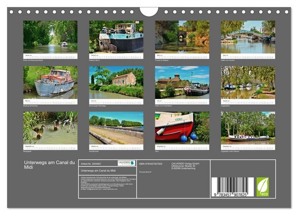 Produktbild: Unterwegs am Canal du Midi (Wandkalender 2026 DIN A4 quer), CALVENDO Monatskalender
