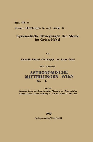 Produktbild: Systematische Bewegungen der Sterne im Orion-Nebel