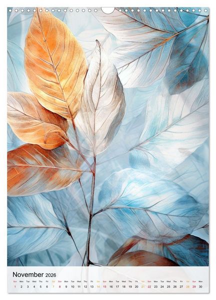 Produktbild: Artistic Leaves (Wall Calendar 2026 DIN A3 portrait), CALVENDO 12 Month Wall Calendar
