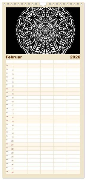 Produktbild: Familienplaner 2026 - Entspannung und Ruhe durch Mandalas mit 5 Spalten (Wandkalender, 21 x 45 cm) CALVENDO