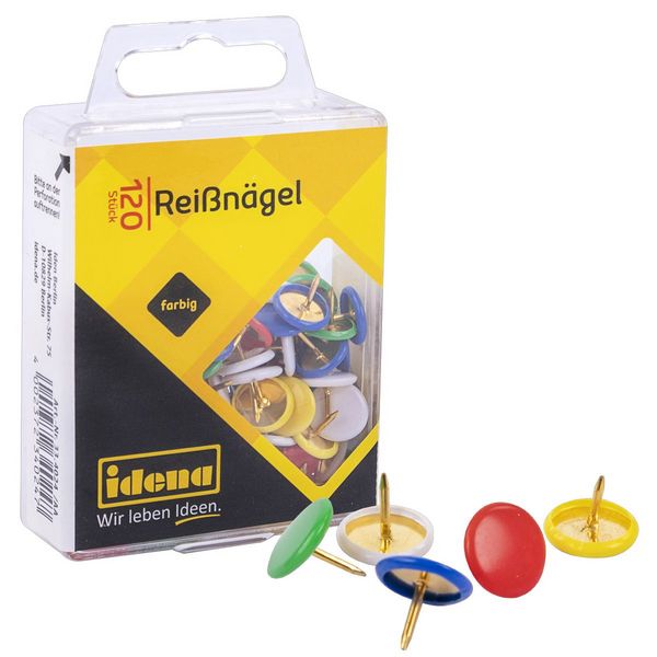 Idena Reißnägel aus Metall/ Kunststoff mehrfarbig 120 Stück Hängebox