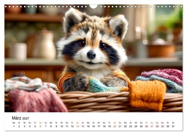 Produktbild: Waschb&auml;ren - Klein. Knuddelig. Herzerw&auml;rmend. (Wandkalender 2027 DIN A3 quer), CALVENDO Monatskalender
