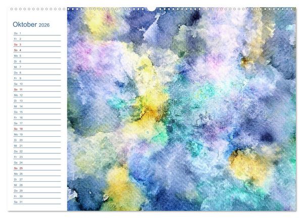 Produktbild: Jadegr&uuml;n und K&ouml;nigsblau - Zauberhafte Aquarellexperimente in Gr&uuml;n und Blau (Wandkalender 2026 DIN A2 quer), CALVENDO Monatskalender
