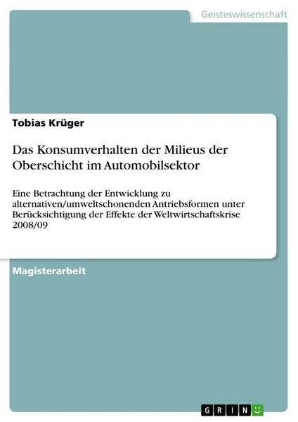 Produktbild: Das Konsumverhalten der Milieus der Oberschicht im Automobilsektor