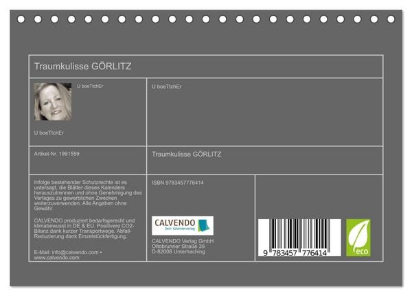 Produktbild: Traumkulisse G&Ouml;RLITZ (Tischkalender 2026 DIN A5 quer), CALVENDO Monatskalender