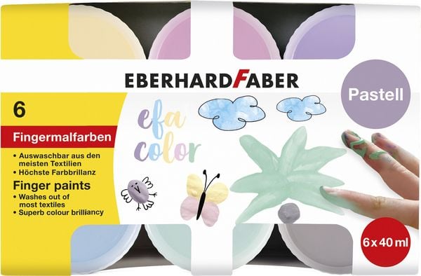 Produktbild: Fingerfarbe 40ml 6er Schachtel mit Pastellfarben