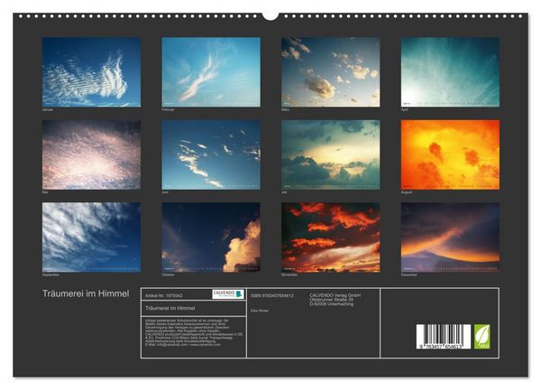Produktbild: Tr&auml;umerei im Himmel (Wandkalender 2026 DIN A2 quer), CALVENDO Monatskalender
