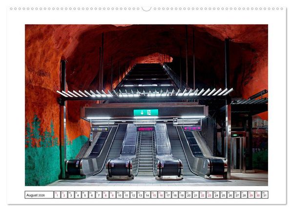 Produktbild: Stockholms Metrostationen - Bunte Meisterwerke im Untergrund (Wandkalender 2026 DIN A2 quer), CALVENDO Monatskalender
