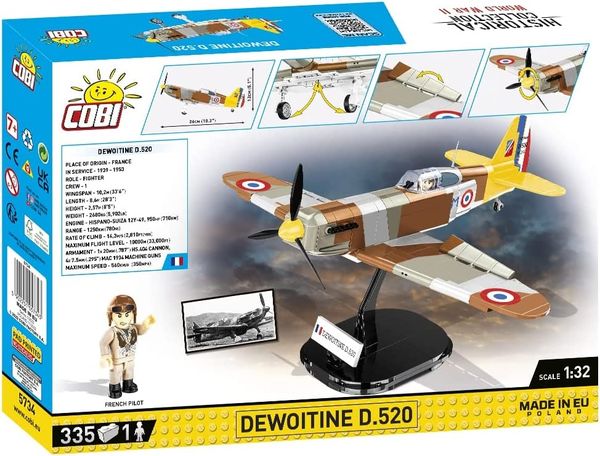 COBI Historical Collection 5734 - Dewoitine D.520, Jagdflugzeug, WWII, Bauset