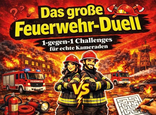 Produktbild: Das gro&szlig;e Feuerwehr-Duell: Spannende 1-gegen-1 Challenges f&uuml;r echte Kameraden - Das perfekte Feuerwehr-Geschenk f&uuml;r Feuerwehrhelden