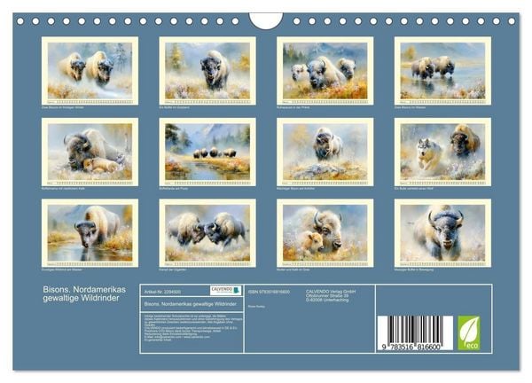 Produktbild: Bisons. Nordamerikas gewaltige Wildrinder (Wandkalender 2027 DIN A4 quer), CALVENDO Monatskalender