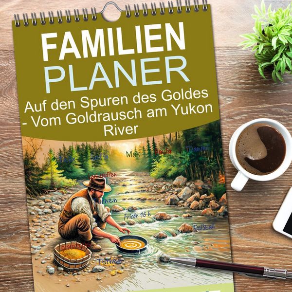 Produktbild: Familienplaner 2026 - Auf den Spuren des Goldes - Vom Goldrausch am Yukon River mit 5 Spalten (Wandkalender, 21 x 45 cm) CALVENDO