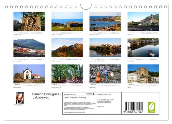 Produktbild: Camino Portugues - Jakobsweg (Wandkalender 2026 DIN A4 quer), CALVENDO Monatskalender