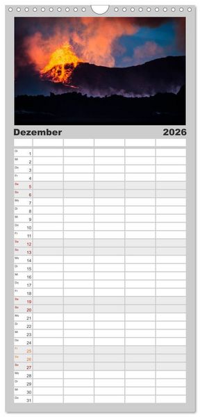 Produktbild: Familienplaner 2026 - Vulkanausbruch - Island mit 5 Spalten (Wandkalender, 21 x 45 cm) CALVENDO