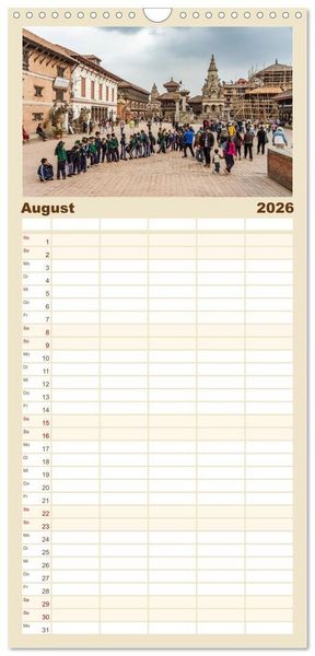 Produktbild: Familienplaner 2026 - K&ouml;nigsst&auml;tte im Kathmandutal mit 5 Spalten (Wandkalender, 21 x 45 cm) CALVENDO