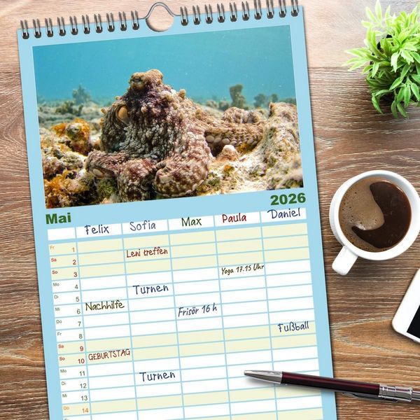 Produktbild: Familienplaner 2026 - Tiefsee - Ein Abenteuer ins Unbekannte. mit 5 Spalten (Wandkalender, 21 x 45 cm) CALVENDO