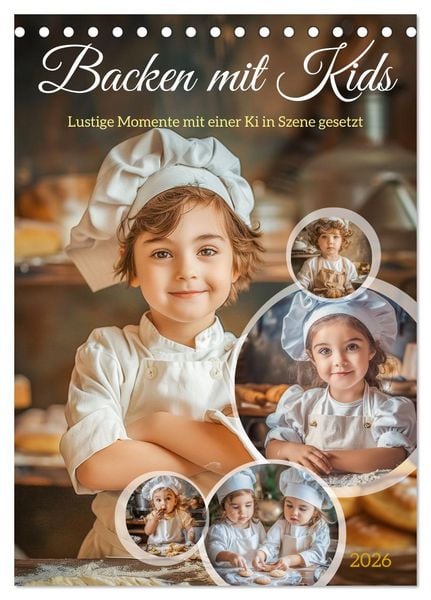 Backen mit Kids (Tischkalender 2026 DIN A5 hoch), CALVENDO Monatskalender