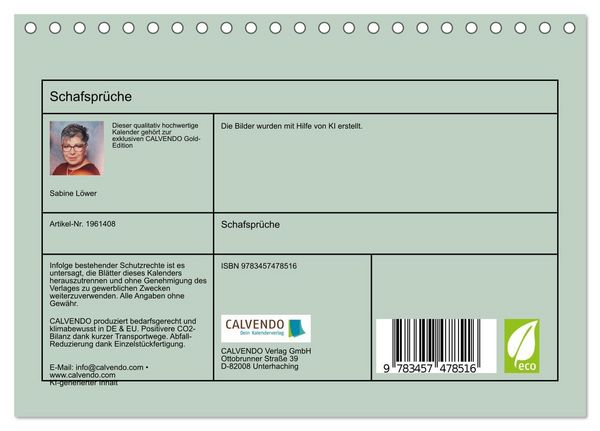 Produktbild: Schafspr&uuml;che (Tischkalender 2026 DIN A5 quer), CALVENDO Monatskalender