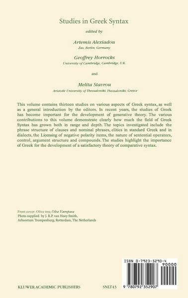 Produktbild: Studies in Greek Syntax