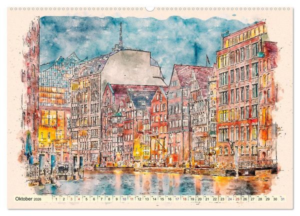 Produktbild: Hamburg - malerische Metropole (hochwertiger Premium Wandkalender 2026 DIN A2 quer), Kunstdruck in Hochglanz