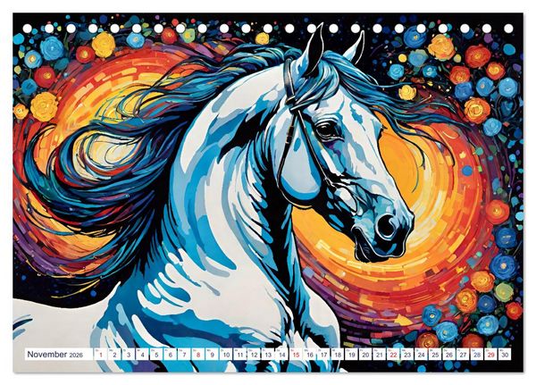 Produktbild: Lipizzaner. Kunstvolle Portr&auml;ts sch&ouml;ner Pferde (Tischkalender 2026 DIN A5 quer), CALVENDO Monatskalender