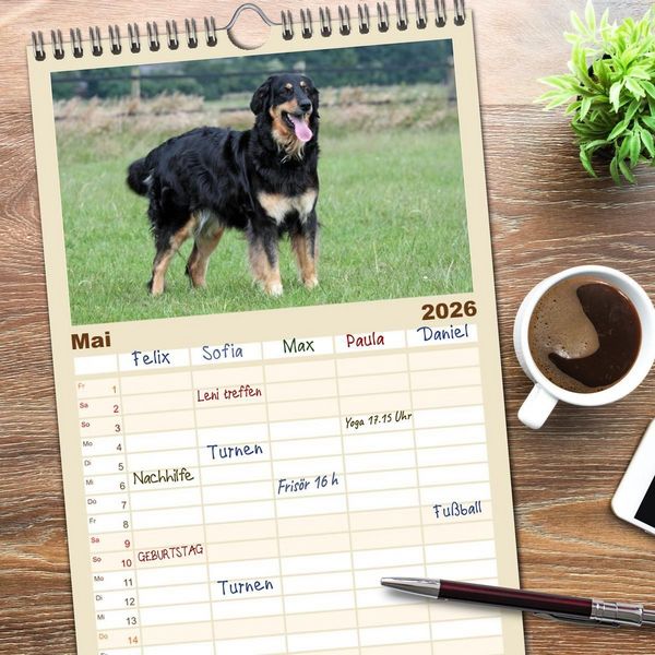 Produktbild: Familienplaner 2026 - Hovawarte - einmal anders mit 5 Spalten (Wandkalender, 21 x 45 cm) CALVENDO