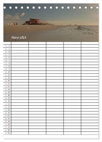 Produktbild: St. Peter Ording Familienplaner (Tischkalender 2026 DIN A5 hoch), CALVENDO Monatskalender