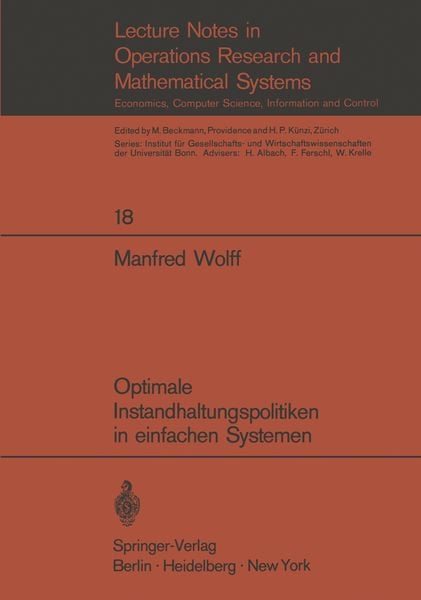 Produktbild: Optimale Instandhaltungspolitiken in einfachen Systemen