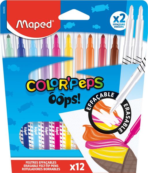 Produktbild: Maped Filzstifte radierbar COLOUR'PEPS OOPS 12 St&uuml;ck