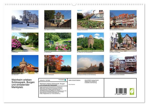 Produktbild: Weinheim erleben Schlosspark, Burgen und einladender Marktplatz (hochwertiger Premium Wandkalender 2026 DIN A2 quer), Kunstdruck in Hochglanz