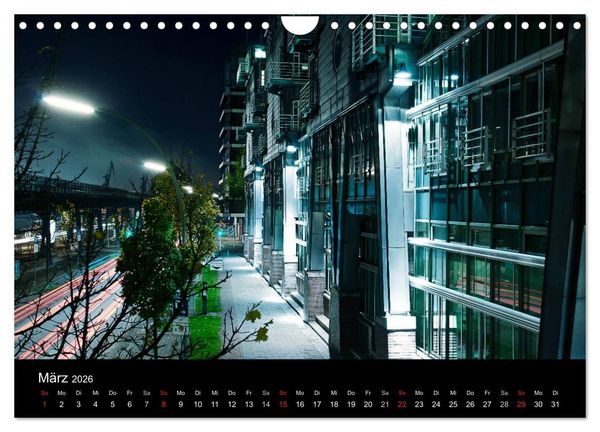 Produktbild: hamburg - night views (Wandkalender 2026 DIN A4 quer), CALVENDO Monatskalender