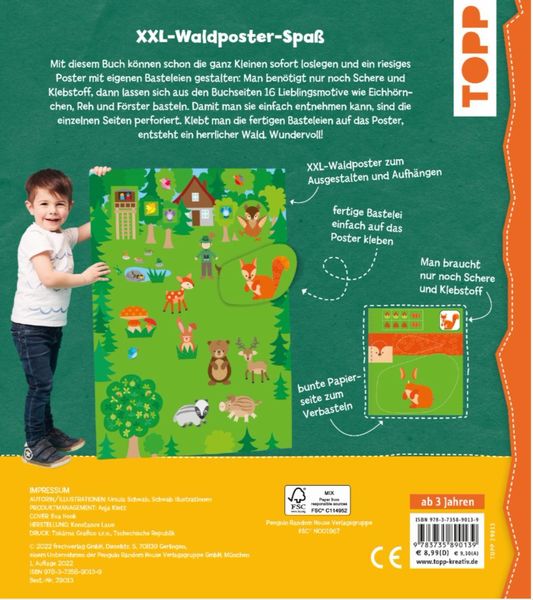 Produktbild: Das Verbastelposter-Buch f&uuml;r die Allerkleinsten. Schneiden und Kleben. Ein Tag im Wald. Mit Mega-Riesenposter