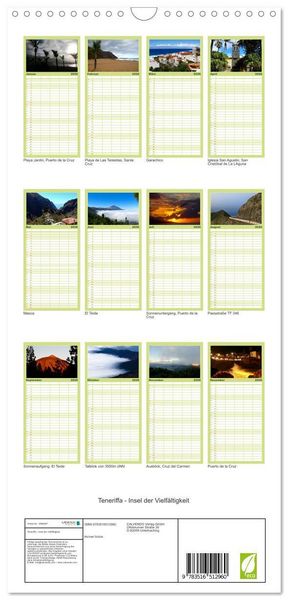 Produktbild: Familienplaner 2026 - Teneriffa - Insel der Vielf&auml;ltigkeit mit 5 Spalten (Wandkalender, 21 x 45 cm) CALVENDO