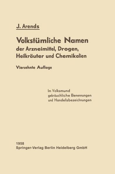 Produktbild: Volkst&uuml;mliche Namen der Arzneimittel, Drogen, Heilkr&auml;uter und Chemikalien