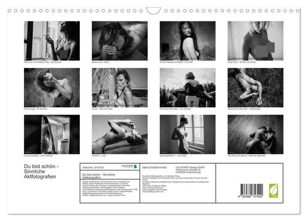 Produktbild: Du bist sch&ouml;n - Sinnliche Aktfotografien (Wandkalender 2027 DIN A3 quer), CALVENDO Monatskalender