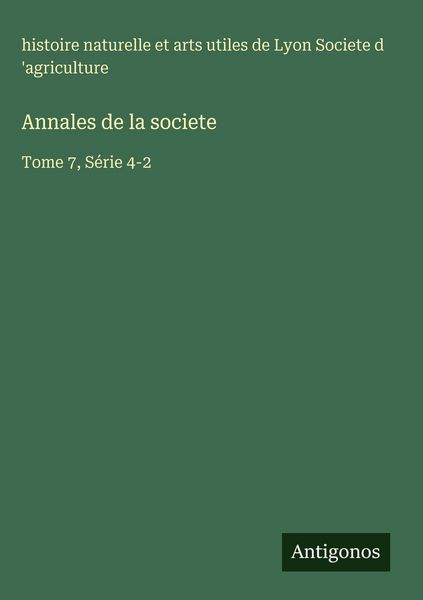 Produktbild: Annales de la societe