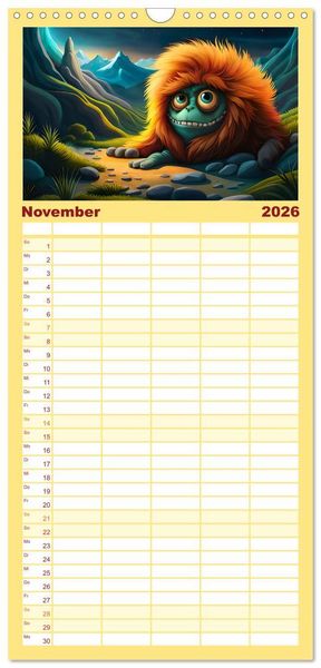 Produktbild: Familienplaner 2026 - Keine Angst vor Monstern mit 5 Spalten (Wandkalender, 21 x 45 cm) CALVENDO