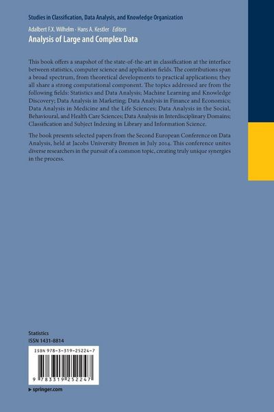 Produktbild: Analysis of Large and Complex Data