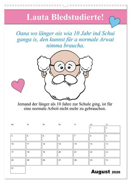 Produktbild: So a Schmarrn! Bairische Mundart (Wandkalender 2026 DIN A2 hoch), CALVENDO Monatskalender