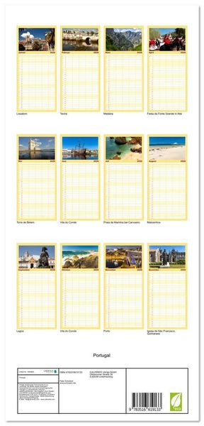 Produktbild: Familienplaner 2026 - Portugal mit 5 Spalten (Wandkalender, 21 x 45 cm) CALVENDO