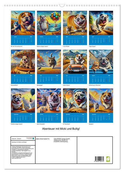 Produktbild: Abenteuer mit Micki und Bullig! (Wandkalender 2026 DIN A2 hoch), CALVENDO Monatskalender