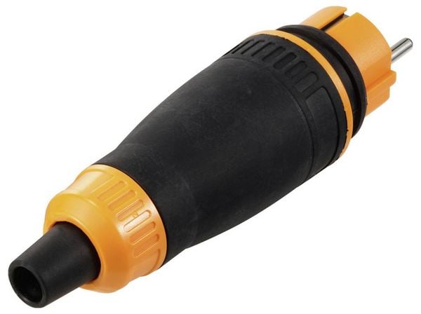 Produktbild: Sygonix SY-6618478 Schutzkontaktstecker TPE, PC 250 V/AC Schwarz, Orange IP44