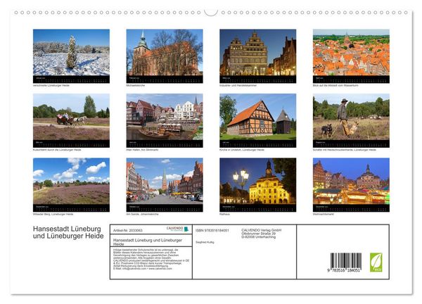 Produktbild: Hansestadt L&uuml;neburg und L&uuml;neburger Heide (hochwertiger Premium Wandkalender 2026 DIN A2 quer), Kunstdruck in Hochglanz