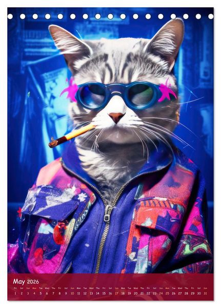 Produktbild: Crazy gangster cats (Desk Calendar 2026 DIN A5 portrait), CALVENDO 12 Month DeskCalendar